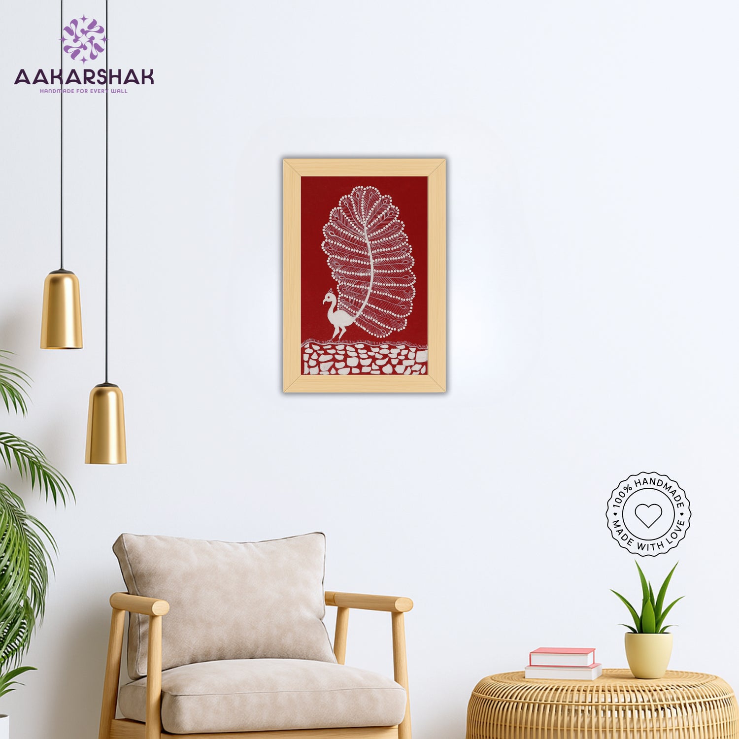 vibrant handmade peacock painting-depicting indian folk traditions
