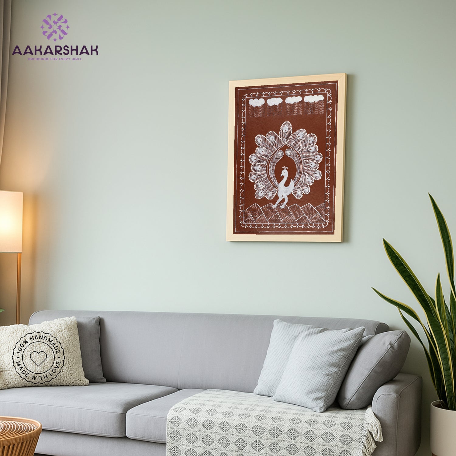 vibrant handmade peacock painting-depicting indian folk traditions
