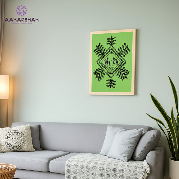 vibrant handmade radha krishna painting-depicting indian folk traditions