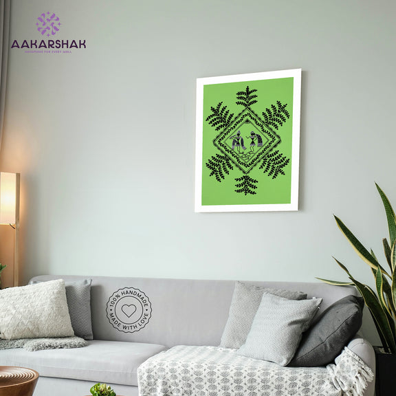 vibrant handmade radha krishna painting-depicting indian folk traditions