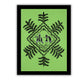 black radha krishna design on a light green background with handmade warli painting