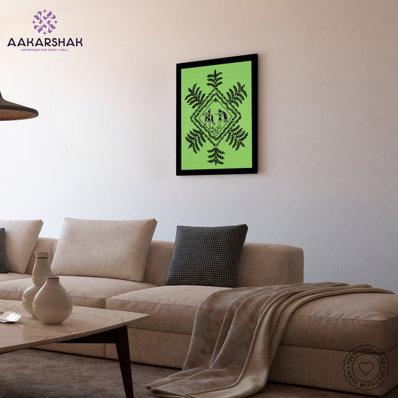 vibrant handmade radha krishna painting-depicting indian folk traditions