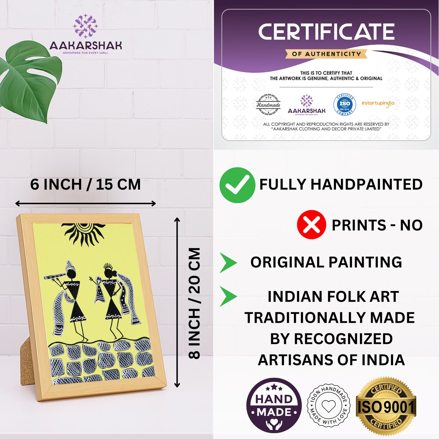 handmade iso certified radha-krishna warli painting
