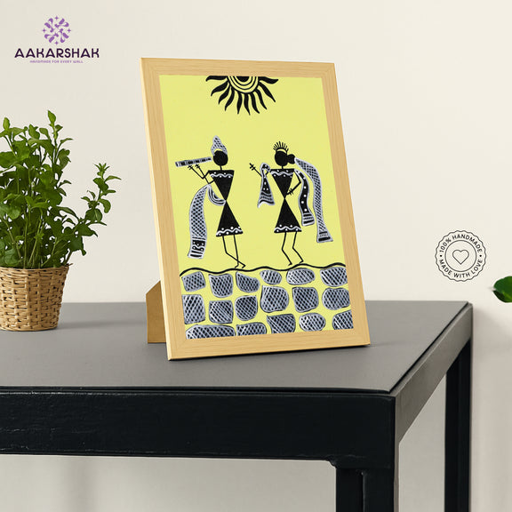 vibrant handmade radha-krishna painting-depicting indian folk traditions