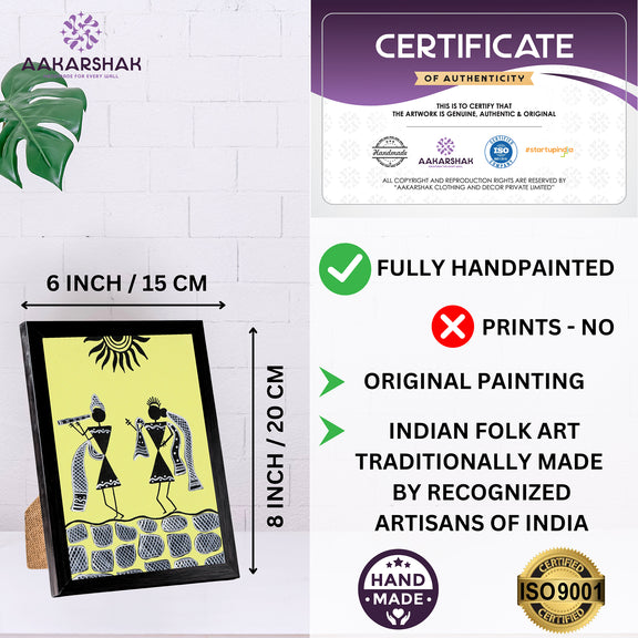 handmade iso certified radha-krishna warli painting

