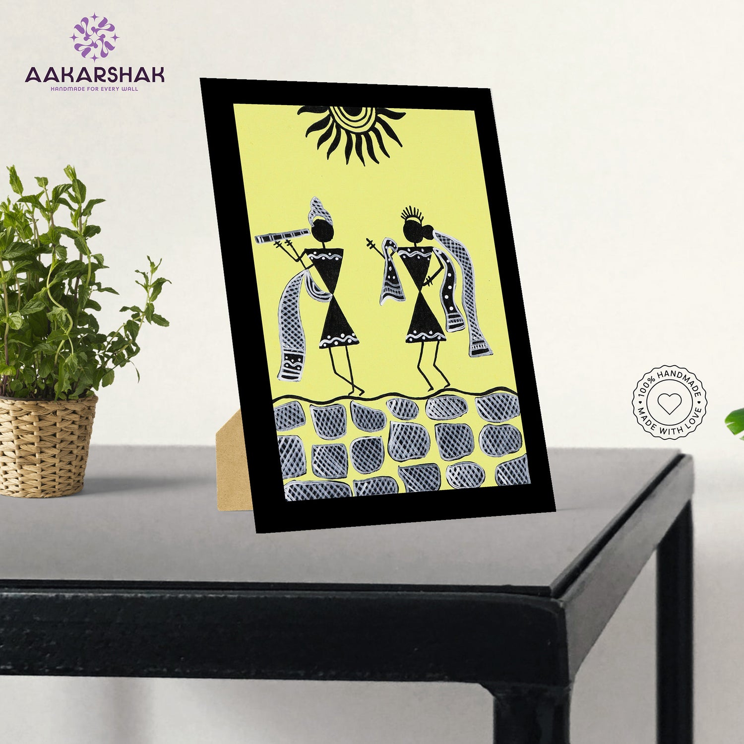 vibrant handmade radha-krishna painting-depicting indian folk traditions