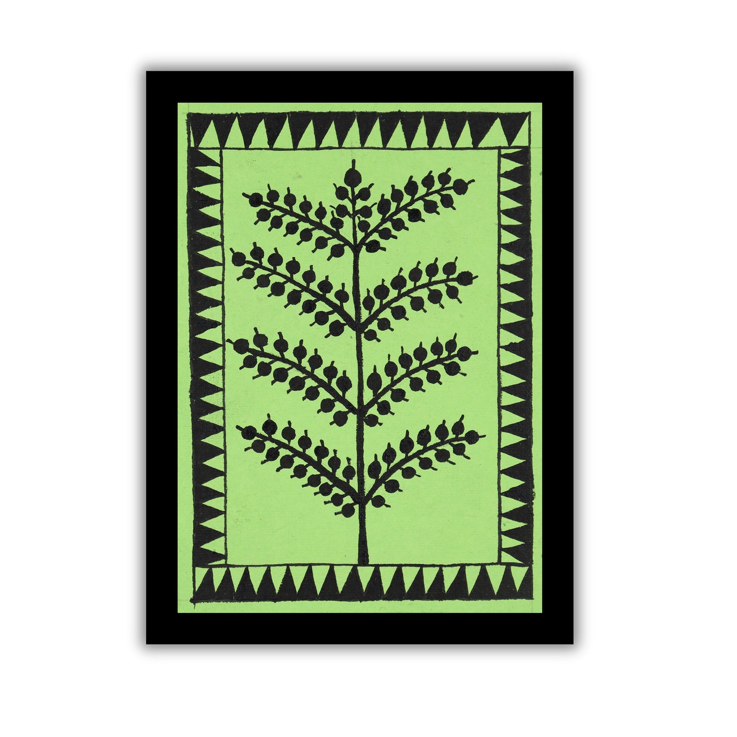handmade warli painting tree-in vibrant traditional folk art style
