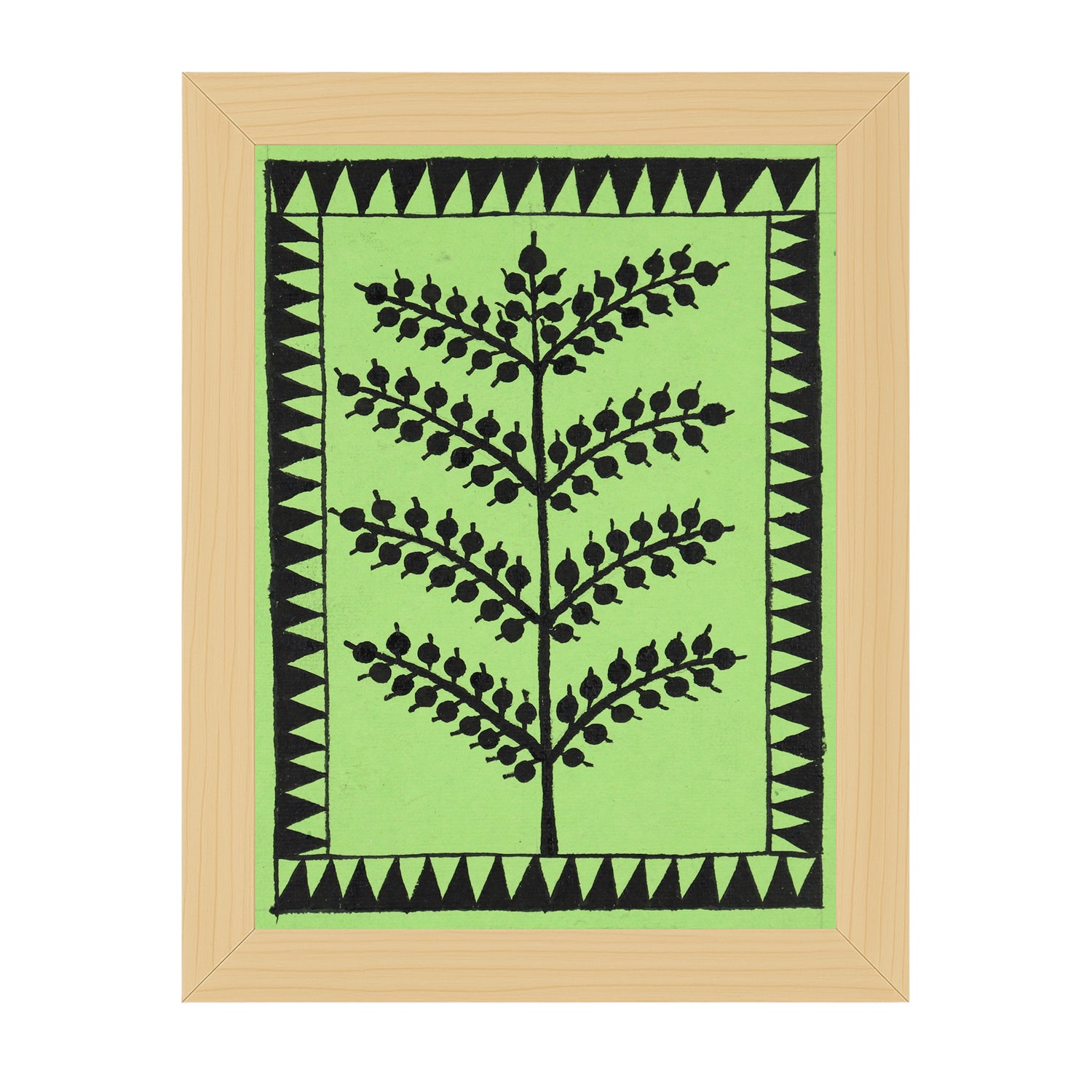 handmade warli painting tree-in vibrant traditional folk art style
