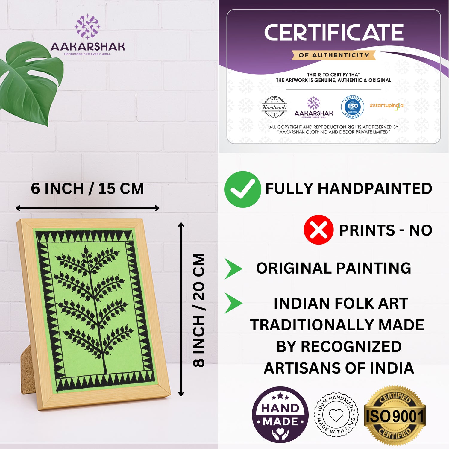 handmade iso certified-tree warli painting
