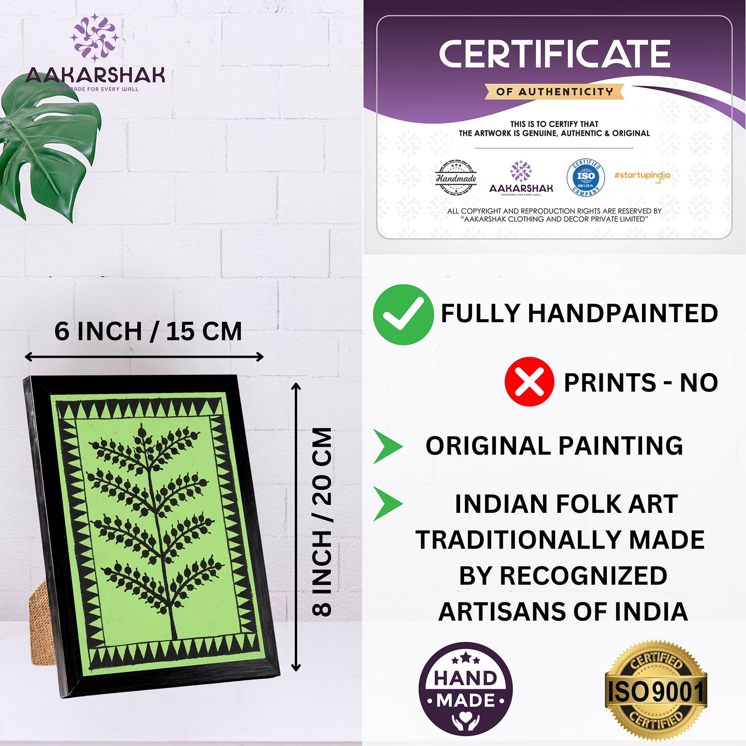 handmade iso certified-tree warli painting
