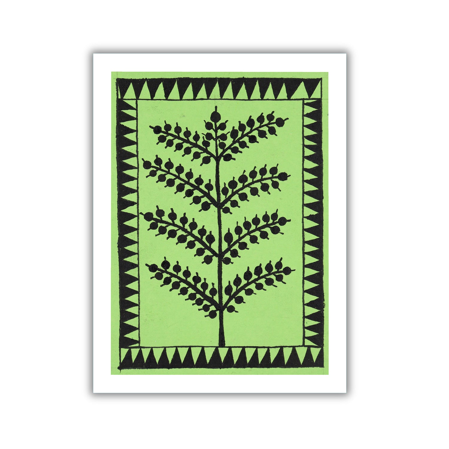 handmade warli painting tree-in vibrant traditional folk art style
