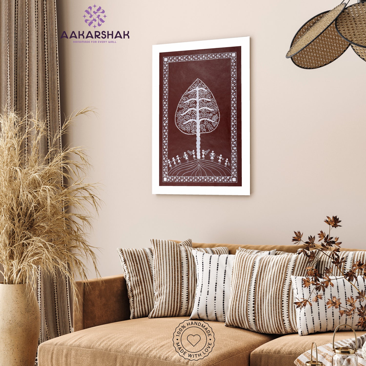 vibrant handmade tree of life painting-depicting indian folk traditions