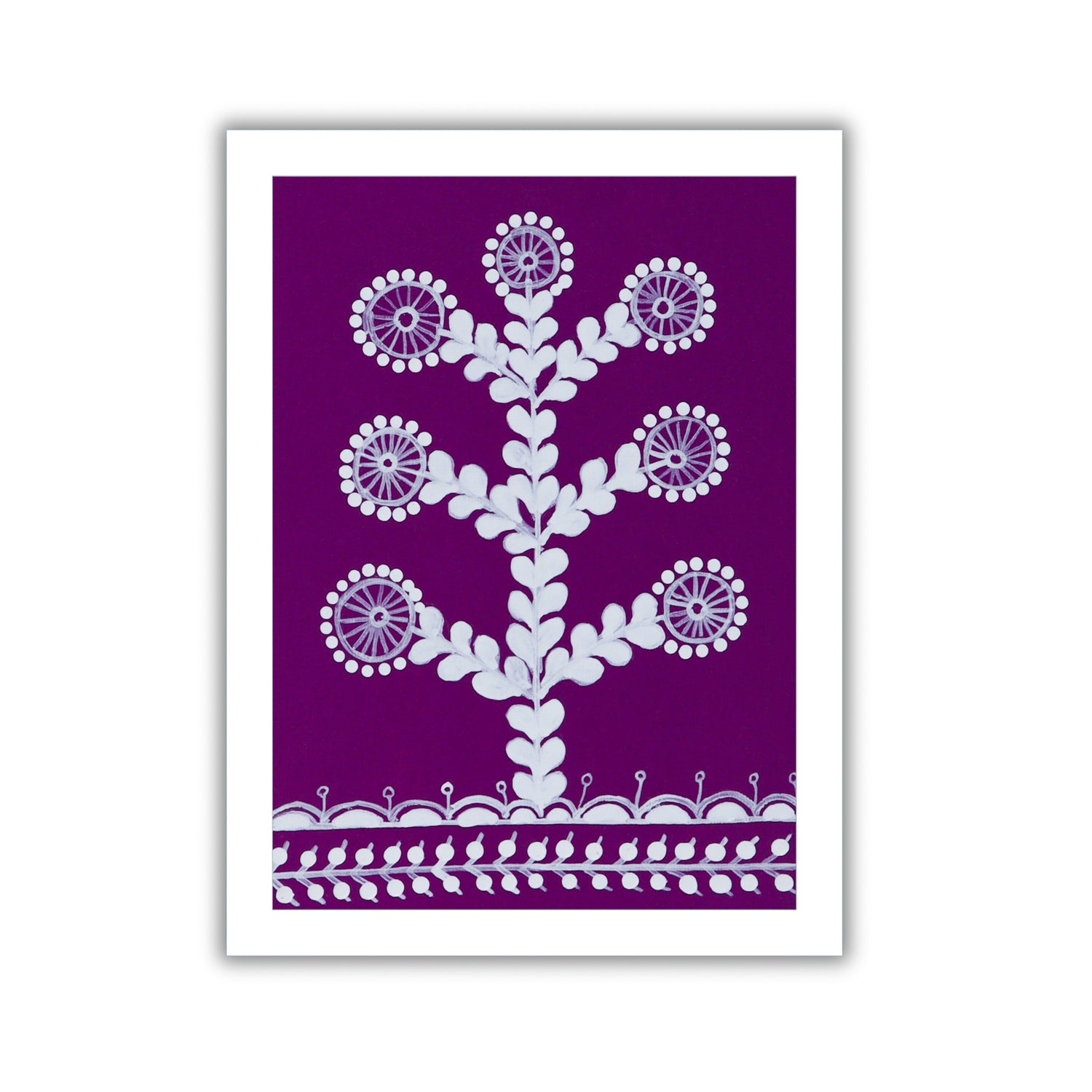 handmade warli painting tree-in vibrant traditional folk art style
