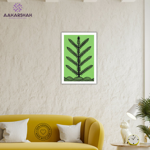vibrant handmade tree painting-depicting indian folk traditions