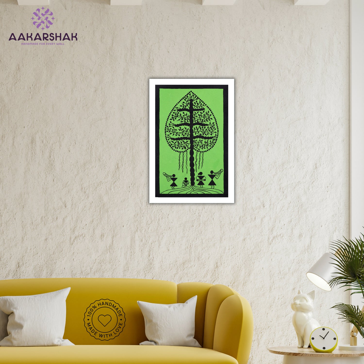 vibrant handmade tree painting-depicting indian folk traditions