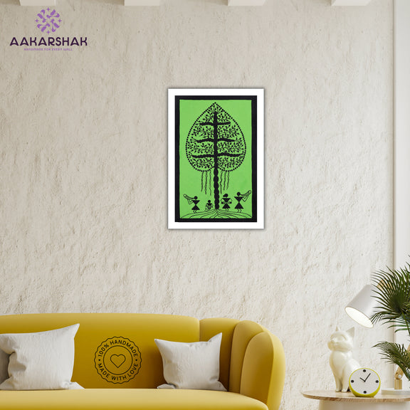 vibrant handmade tree painting-depicting indian folk traditions