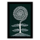 white tree design on a dark green background with handmade warli painting tree