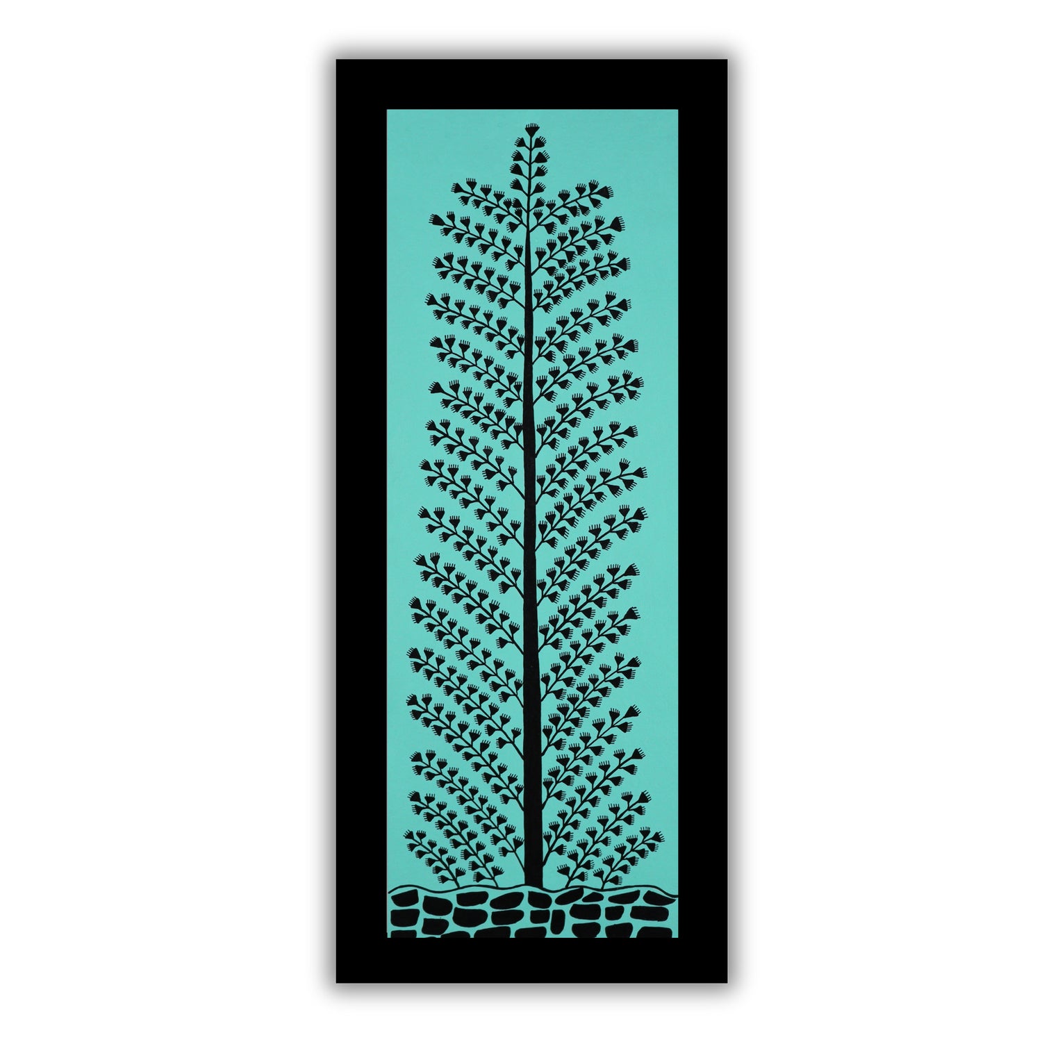 Framed artwork of a colorful tree of life -with handmade warli painting 