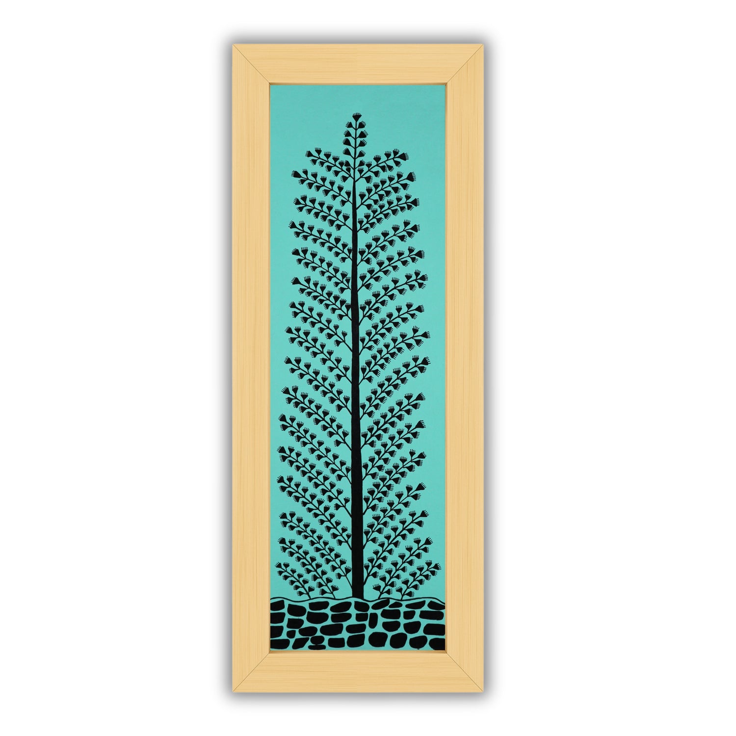 Framed artwork of a colorful tree of life -with handmade warli painting 