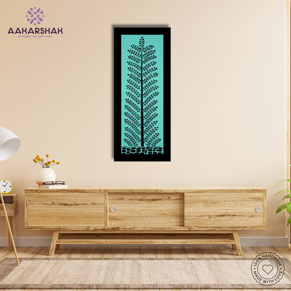 Framed artwork with tree of life  design -handmade warl painting for home decor