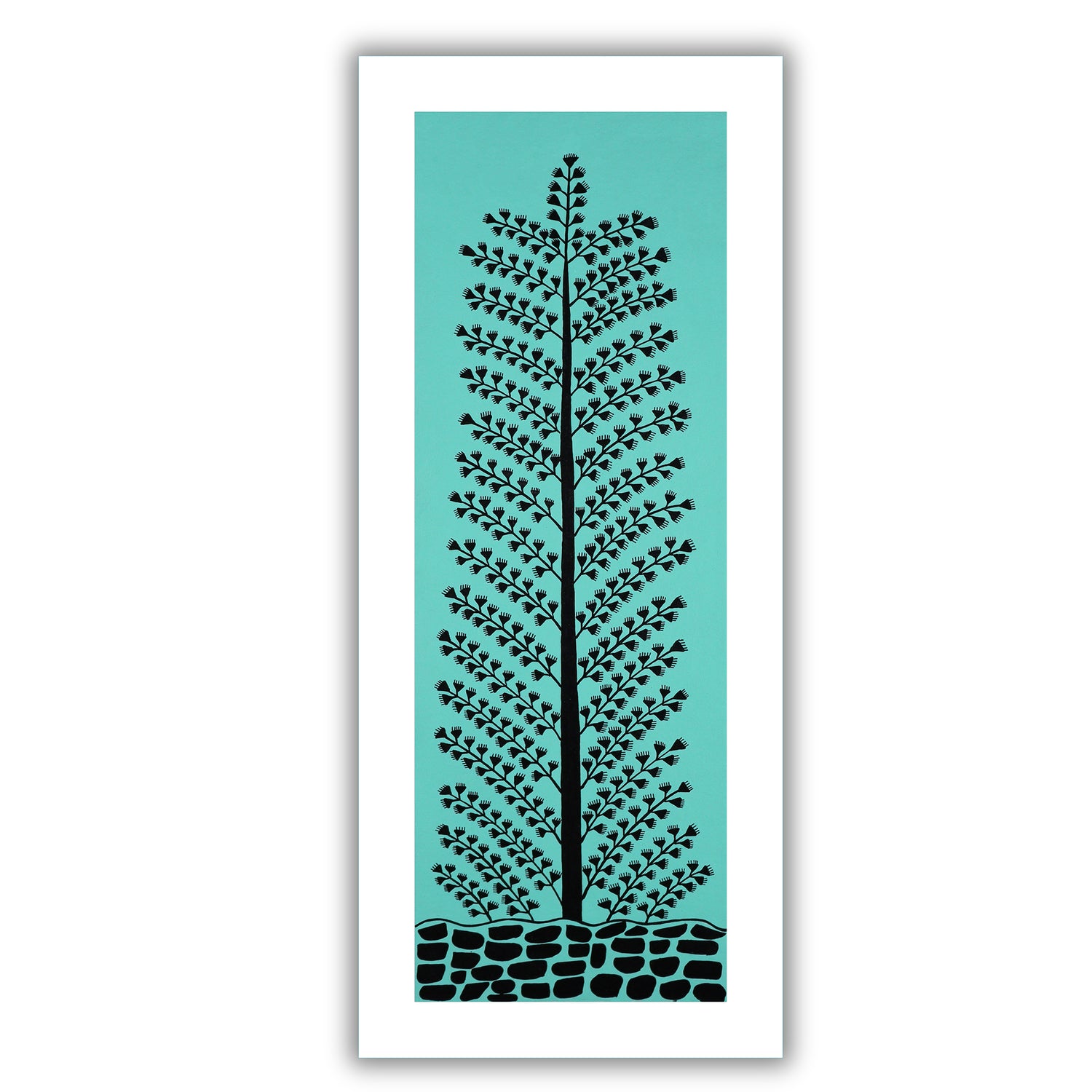 Framed artwork of a colorful tree of life -with handmade warli painting 