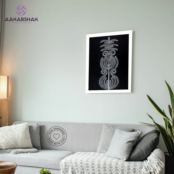 vibrant handmade tree of life painting-depicting indian folk traditions
