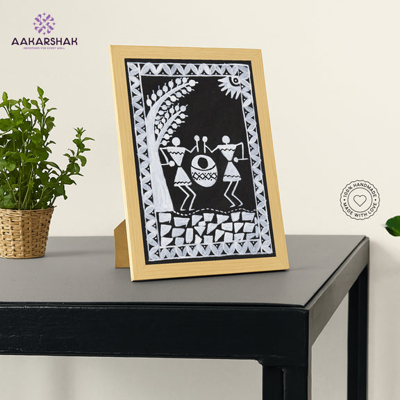 vibrant handmade village painting-depicting indian folk traditions
