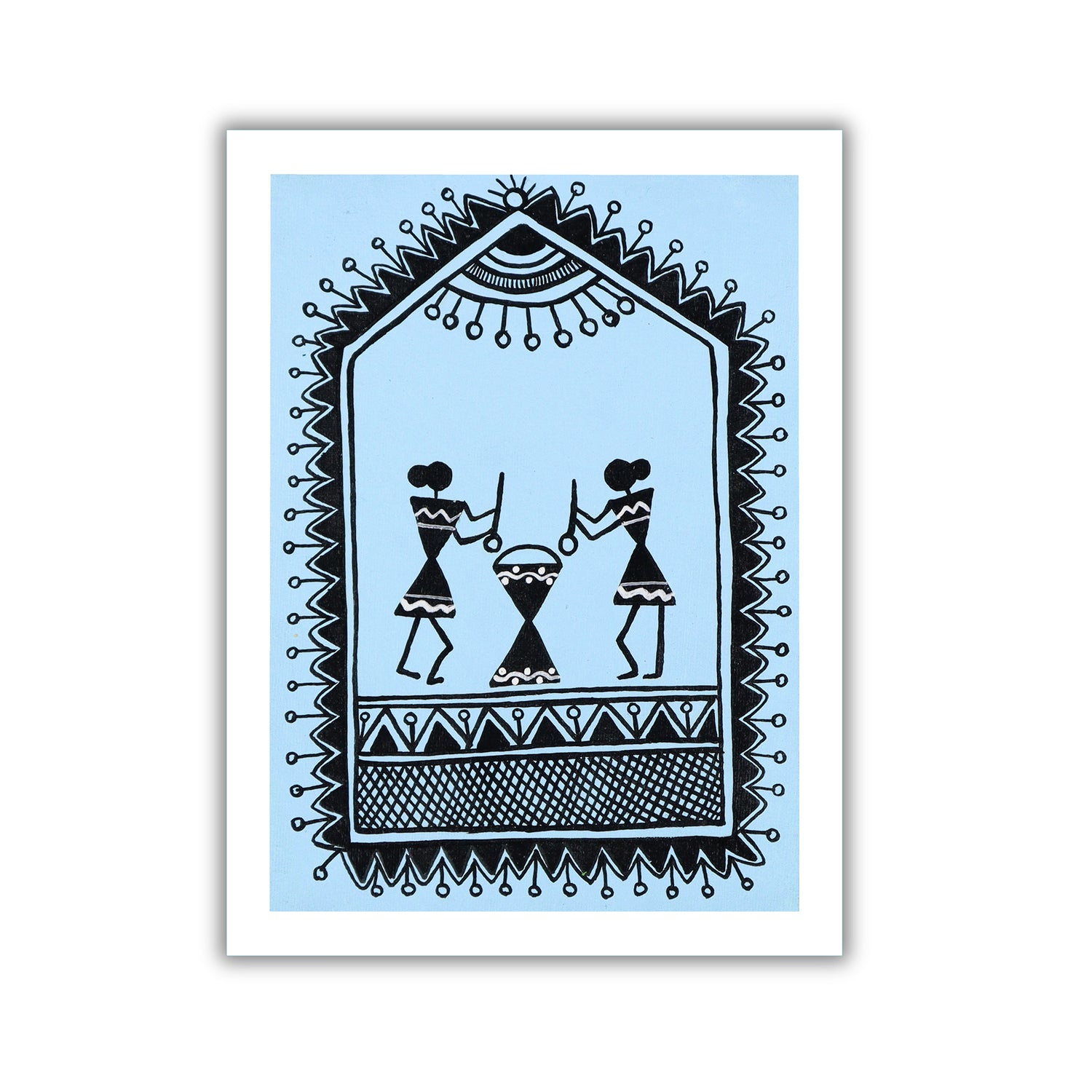 handmade warli painting village-in vibrant traditional folk art style