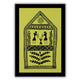 Decorative black handmade village art with warli design on a yellow background
