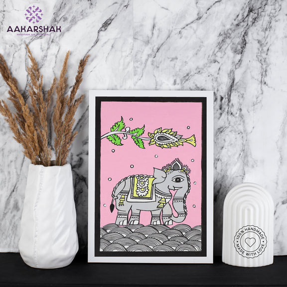 Kalamkari wall art displayed in living room – handcrafted Indian textile painting
