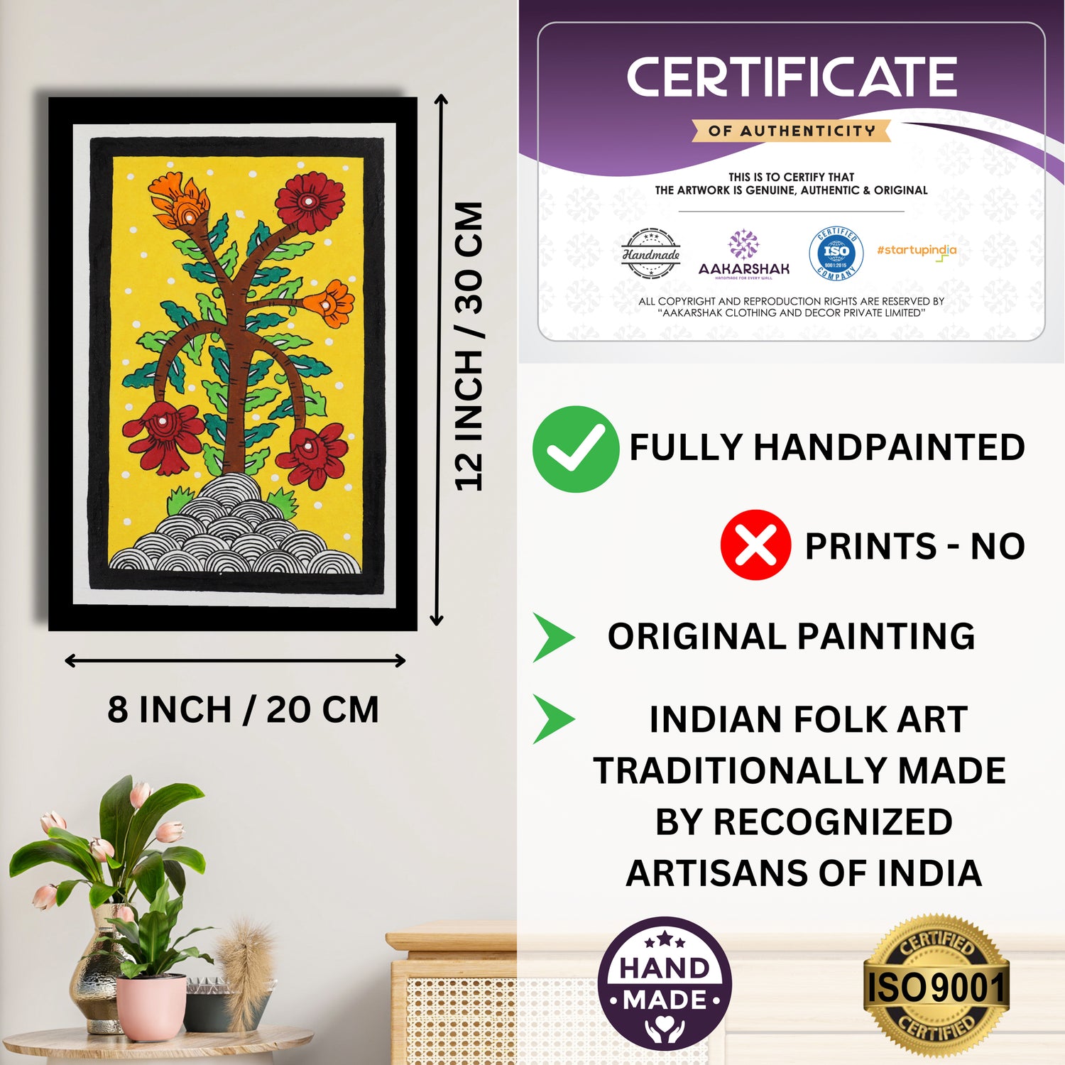 ISO certified handmade painting with authenticity certificate included