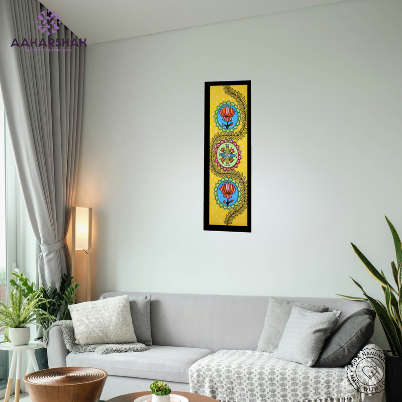 vibrant handmade lotus painting-depicting indian folk traditions