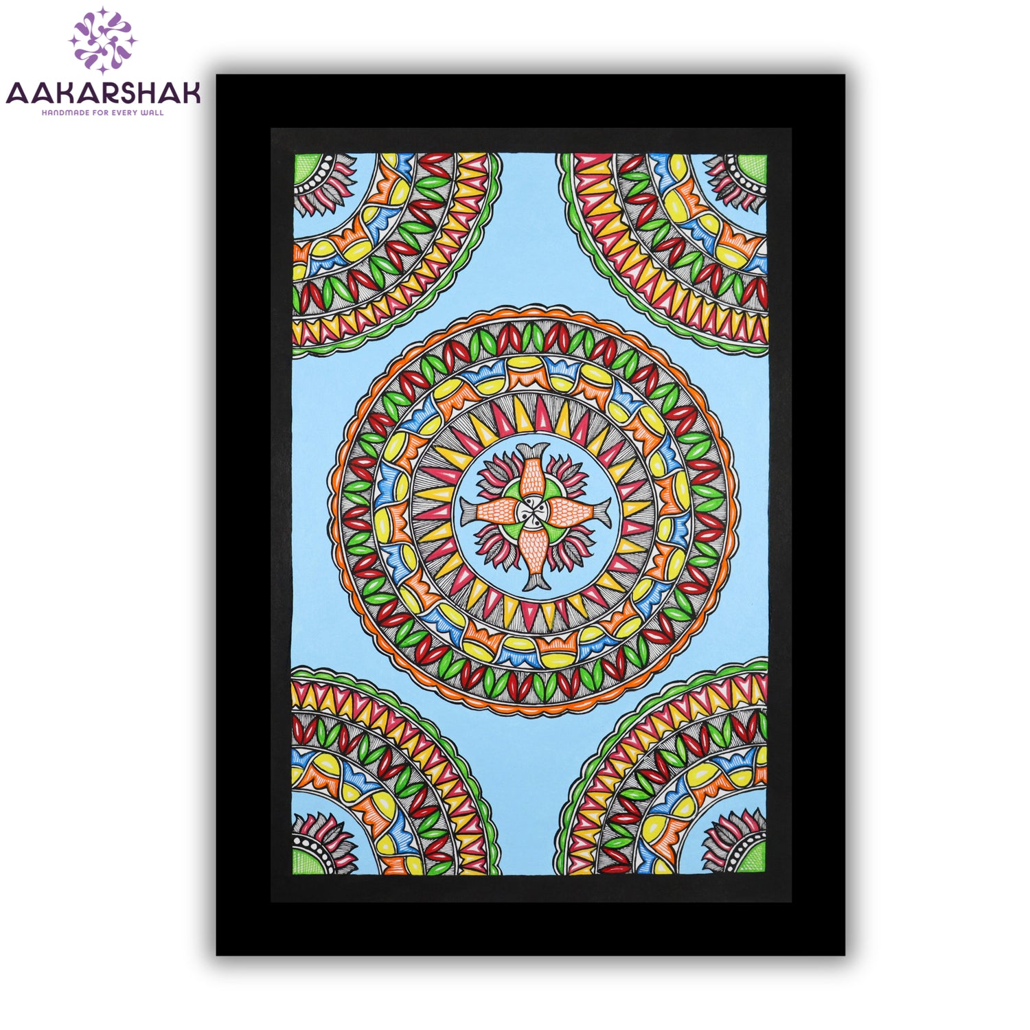 Handmade Madhubani art Fish Painting  Wall Decor 17x24 Inch
